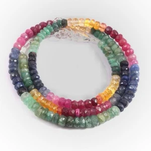 Rainbow Sapphire Necklace 4 5mm Faceted Gemstone Beads 20 Inch Handmade - Picture 1 of 2