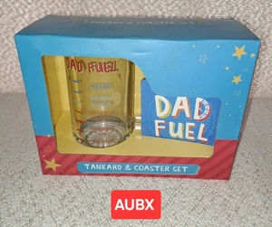 Dad Fuel Tankard Glass And Coaster Set Fathers Day Christmas Gift - Picture 1 of 4