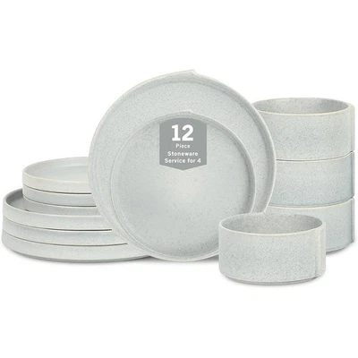 Juego de vajilla de 12 piezas servicio de gres 4 diseño único apto para lavavajillas nuevo Foto 1 de 4