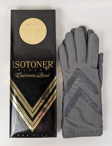 Aris Isotoner Kaschmir gefütterte Handschuhe Damen grau OSFM Vintage NEU mit Karton - Bild 1 von 4