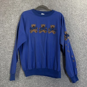 Felpa vintage Quitman USA donna XL blu orsacchiotto girocollo made USA anni 80 - Foto 1 di 8
