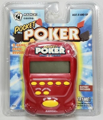 Juego electrónico portátil vintage POCKET POKER Draw & Deuces | Radica 1997 SELLADO Foto 1 de 2