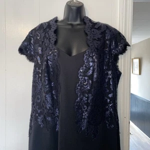 tadashi shoji Too Dress Black Sequined Cocktail Formal M1 - Picture 1 of 10