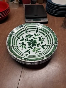 4 MIKASA Spring Summer Green Floral Melamine 9" Salad Bowls Euc+ - Picture 1 of 5