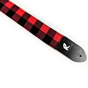Correa de guitarra Buffalo Check - Correa de guitarra Leñador - Correa de guitarra roja a cuadros - Imagen 1 de 9