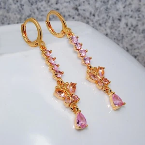Damenohrringe beeindruckende Ohrringe vergoldet Gold 18K /750er Zirkonia Topas - Bild 1 von 3
