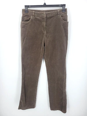 Шерстяные брюки женские 6 коричневые вельветовые прямые штанины уличные касальные карманы - Изображение 1 из 4