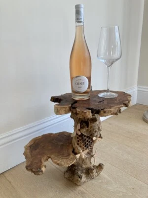 Driftwood Wooden Beehive Side Lamp Drinks Table w 2 Shelves-Handcarved Teak Root - Image 1 of 4