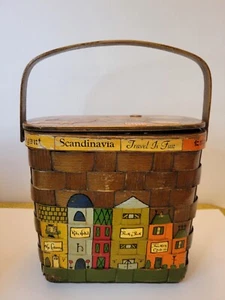 Vintage 1960er Caro Nan handbemaltes Holz gewebter Korb Geldbörse NY Peck N Peck Ritz - Bild 1 von 24