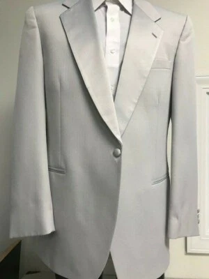 Abrigo de esmoquin vintage gris con patrón de espiga Foto 1 de 2