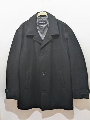 Abrigo London Fog Hombre L Largo Medio Negro Mezcla Lana Cálido Botón Delantero Foto 1 de 4