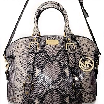 🌞MICHAEL KORS BEDFORD BELTED ANGORA SNAKE LEATHER TOP ZIP SATCHEL BAG🌺NWT! - Image 1 of 4
