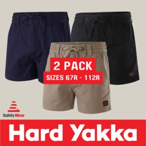 2 Pack - Hard Yakka Toughmaxx Stretch Elastic Drawstring Waist Work Short Y05164 - Picture 1 of 31