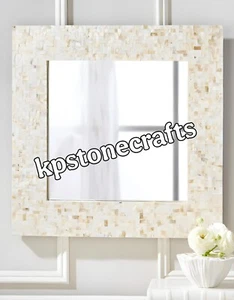 Espejo Mop Ocean Blanco | Cuadrado 15" | Espejo de Pared Madreperla Artesanal - Imagen 1 de 6