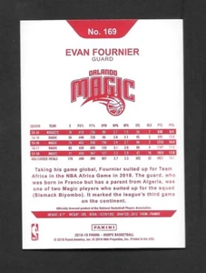 Aros de baloncesto NBA 2018-19 EVAN FOURNIER espalda roja - Orlando Magic- #169 - Imagen 1 de 1