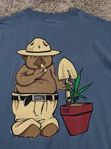 Vintage THC Shirt Mens Medium Smokey The Bear Parody 1990s USA Double Sided - Picture 1 of 11