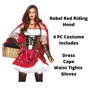 Leg Avenue 4 PC Rebel Red Riding Hood Women's Halloween Costume 85445 - Picture 1 of 4