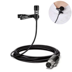 Black Lavalier Lapel Tie Clip Microphone For AKG Samson Wireless mini 3 Pin XLR  - Picture 1 of 6
