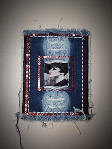 Denim patches for DIY projects - lady in a hat - Picture 1 of 10