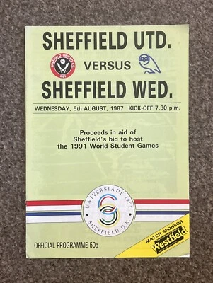 Sheffield United vs Sheffield Wednesday Friendly Programme, 5/8/1987, VGC - Image 1 of 2