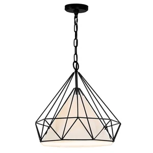 Black One Light Pendant from the Diamond Collection - Picture 1 of 6