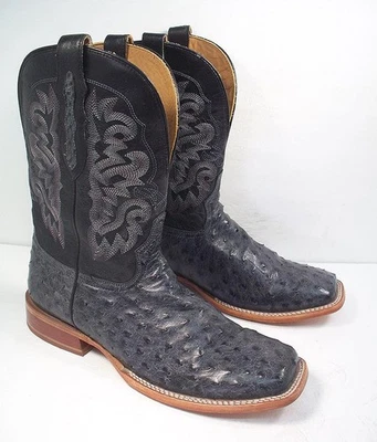 Tony Lama Hombres 11 D Moore Gris Pluma Completa Avestruz Botas de Vaquero Puntera Cuadrada Foto 1 de 4