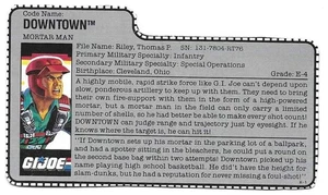 1989 Downtown v.1 FILE CARD gray bio filecard original GI Joe JTC - Picture 1 of 2