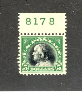 U.S. STAMP ~ $5 FRANKLIN ~ SC. 524 ~ MNH ~ PLT.# TAB - Imagen 1 de 2