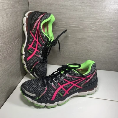 Asics GEL-Kayano 19 Black Pink Green Running Shoes Women's Size  10.5 T350N - Image 1 of 4