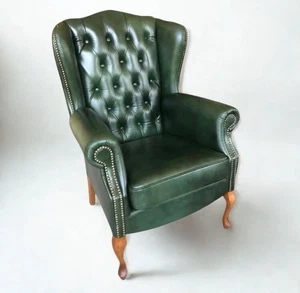 Lujoso sillón orejero Chesterfield - cuero auténtico, hecho a mano - Imagen 1 de 12