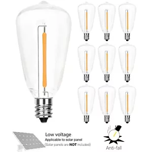 Edison LED Solar Light Bulbs, Low Voltage DC 3V, ST38 Replacement Bulbs E12 Base - Picture 1 of 5