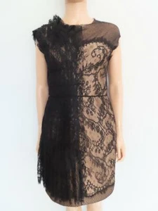 Lanvin Black/Nude Underlay Sleeveless Lace Dress F 40/US 8 (Altered to US 6) - Picture 1 of 12