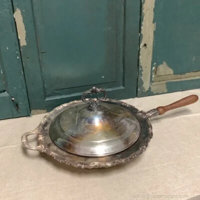 Rogers Plato de Plata Calentamiento Frotamiento Plato Mango de Madera Grande 13" Diámetro Rollos Foto 1 de 4