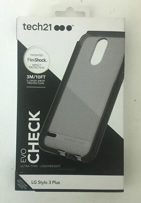 Nueva funda negra/ahumada Tech21 Evo Check OEM para LG Stylo 3 Plus Foto 1 de 3