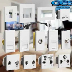 EURO DATA MODULES HDMI CAT5 CAT6 TV SATELLITE DIPLEX QUAD USB MULTIMEDIA WHITE - Picture 1 of 31