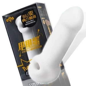 Male Penis-Extender Stretcher Pocket Stroker Enhancer Enlarger Silicone Sleeve - Picture 1 of 21