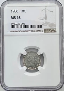 1900 Barber Dime 10C NGC MS 63 - Picture 1 of 2