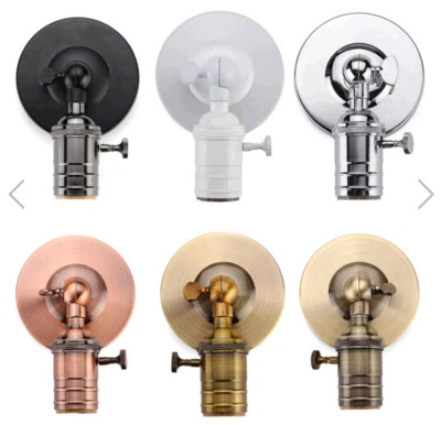 VEDI DESCRIZIONE E TITOLO PORTALAMPADE DA PARETE APPLIQUE E27 CON INTERRUTTORE ROTATIVO VINTAGE