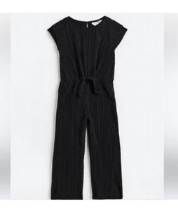 H&M Girl Black Pleated Jumpsuit Romper Size 10 - Picture 1 of 6