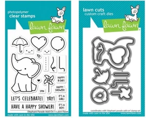 New! Lawn Fawn ELEPHANT PARADE ADD-ON Clear Stamp and Die Set LF3067 & LF3068 - Picture 1 of 1
