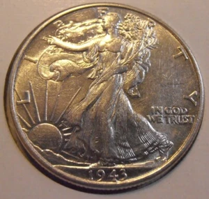 1943 P Walking Liberty Half Dollar, Better grade 90% Silver Coin (43PACA) - Picture 1 of 4