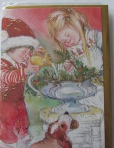 Mini Doppelkarten mit gold Umschlag Lisi Martin Kinder schmücken Schale  - Bild 1 von 1