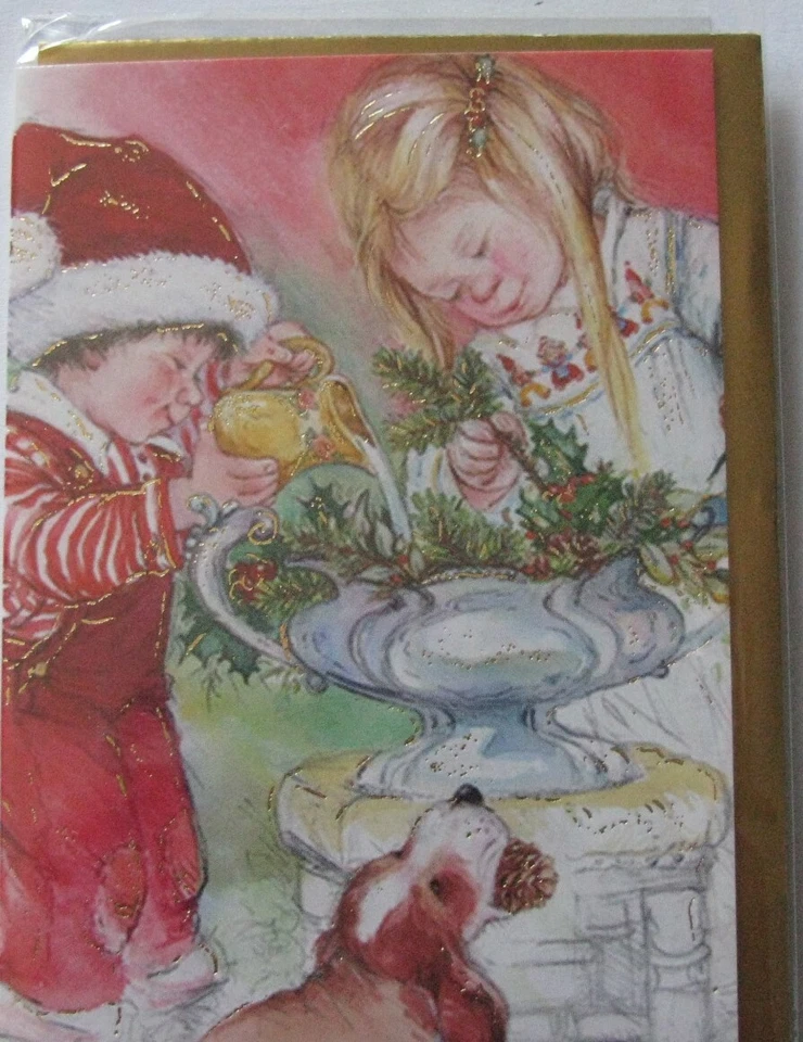 Mini Doppelkarten mit gold Umschlag Lisi Martin Kinder schmücken Schale  - Bild 1 von 1