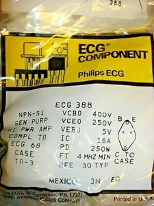 ECG388 T-NPN SI-HI PWR AMP New in Bag - Picture 1 of 2