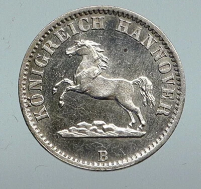 1859 HANNOVER GERMAN STATE Silver KING GEORGE V HORSE 1/2 Groschen Coin i90239 - Image 1 of 3