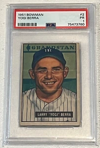 Pair Of Vintage Yogi Berra Cards 1951 Bowman #2 & PSA 8 1951 MVP 1975 Topps 189! - Picture 1 of 6