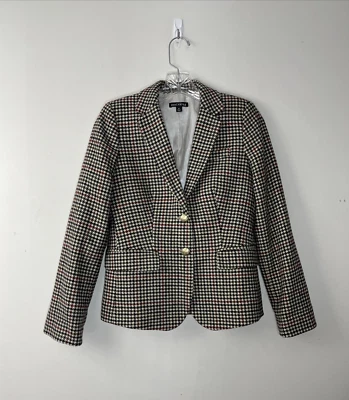 J Crew Wool Blend Schoolboy Blazer Houndstooth Size 0 Old Money Academia F5927 - Image 1 of 4