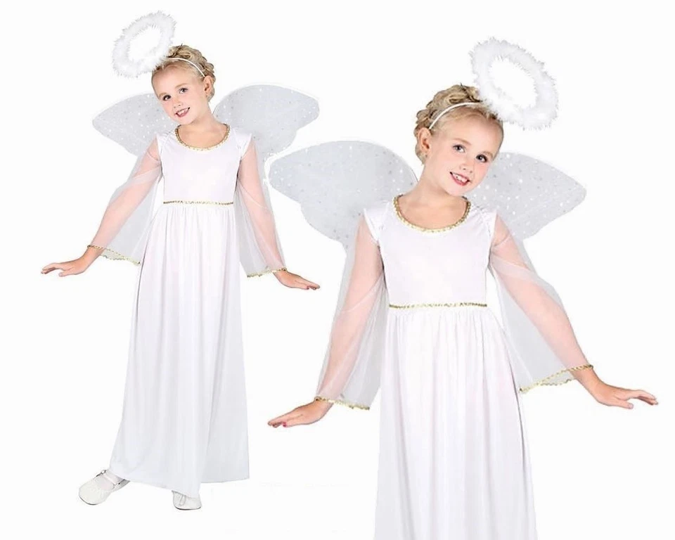 WICKED Child ANGEL Nativity Christmas Fancy Dress Costume School Play Girls Age 3-13
