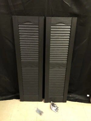Mid America Open Louver Vinyl Shutters 43x  12in. Wide (1 Pair) Black - Image 1 of 4