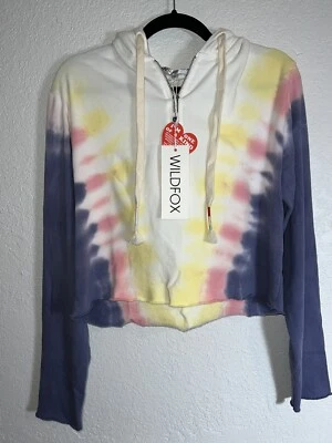 NWT NEW WILDFOX Edelweiss Hoodie Hadley tie dye crop Small womens Beach Vibes 1D - Image 1 of 4